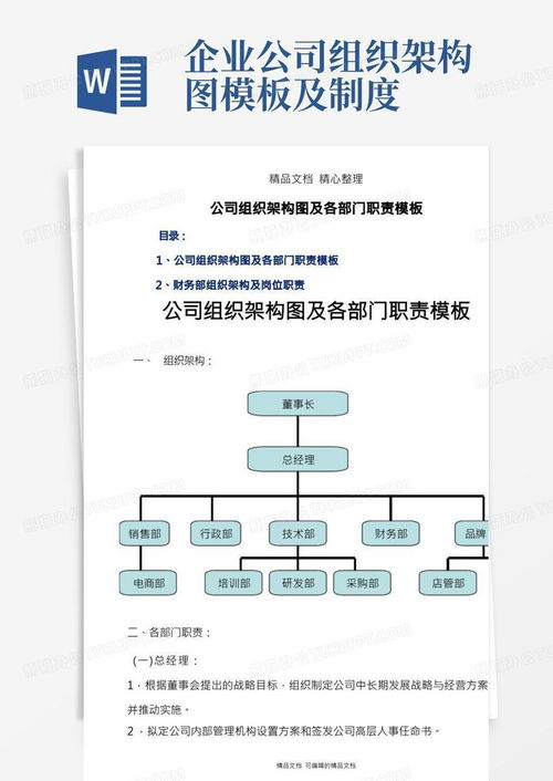 公司組織架構(gòu)圖與各部門職責(zé)Word模板下載（編號(hào) lrjzyjpv 熊貓辦公）